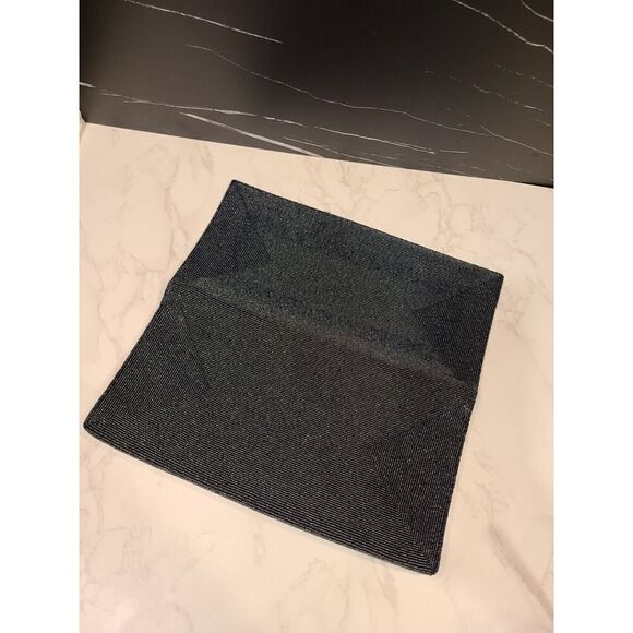 Vintage Figi Bay Handmade Black Beaded Clutch Bag Rectangle 12"x6" Foldover EUC - Picture 4 of 8